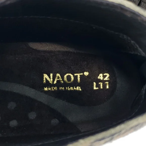 NAOT HELM BROWN LEATHER CHEETAH PRINT SUEDE SIDES ZIP BOOTIES WOMEN'S 42 L 11 - Picture 11 of 11